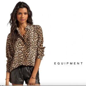 Equipment SLIM SIGNATURE SILK SHIRT - NATURAL LEOPARD / XL - NWT
